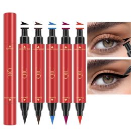 Color Double-headed Triangle Stamp Eyeliner Waterproof Non-smudge Eyeliner Liquid Pen for All Eye Shapes - 01+02+03+04+05